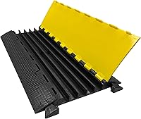 Vista 1 de Electriduct Protector de cable de 5 canales, 2.25 pulgadas de altura, poliuretano de 20,000 libras, capacidad de carga de eje, base negra y tapa