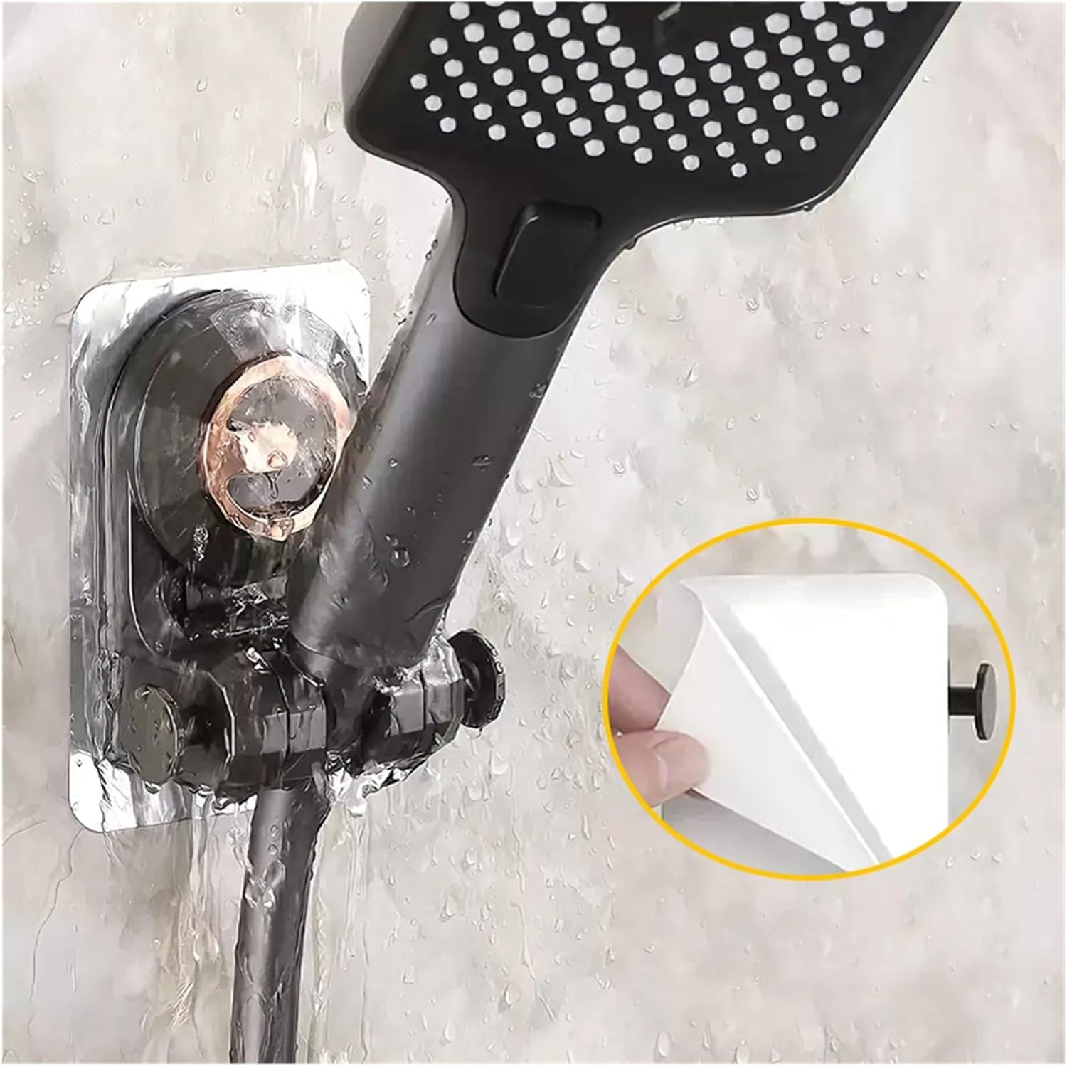 1pcs No Drill Adjustable Shower Head Holder(Black)