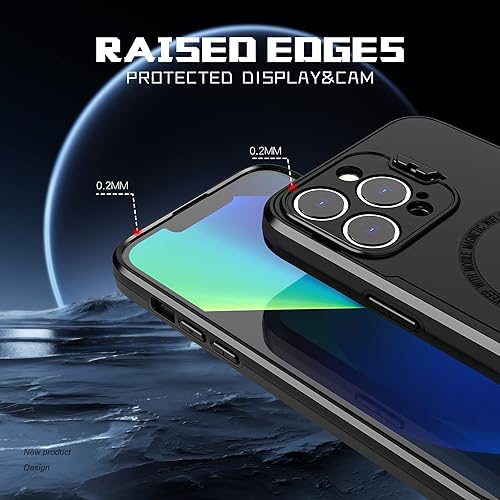 Miniatura 5 de Asuwish Funda de teléfono para iPhone 13 Pro Max 2021 de 6.7 pulgadas con protector de pantalla de vidrio templado Magsafe y soporte delgado para