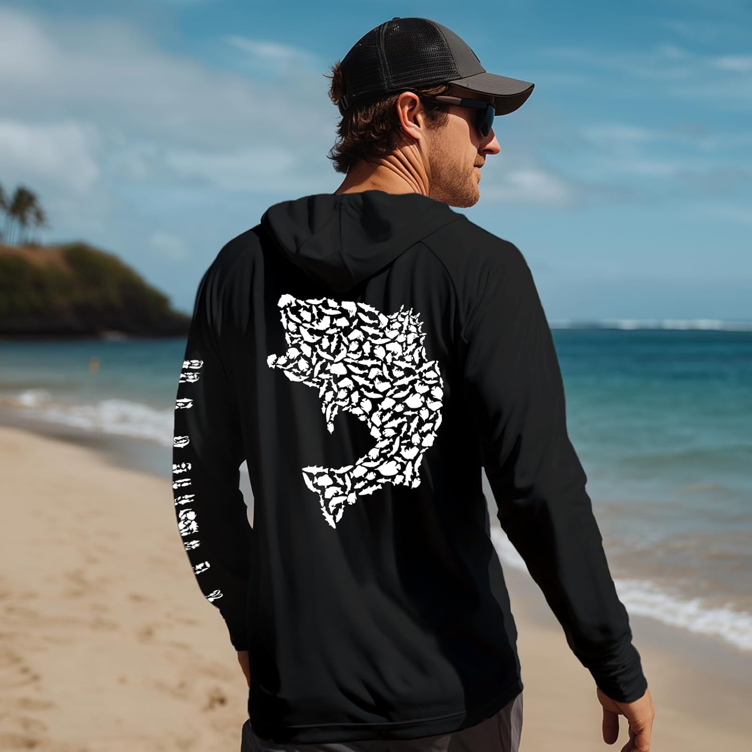 Palmyth Fishing Hoodie for Men Long Sleeve Sun Protection Shirts UPF 50+ Hooded with Neck Gaiter - Image 3