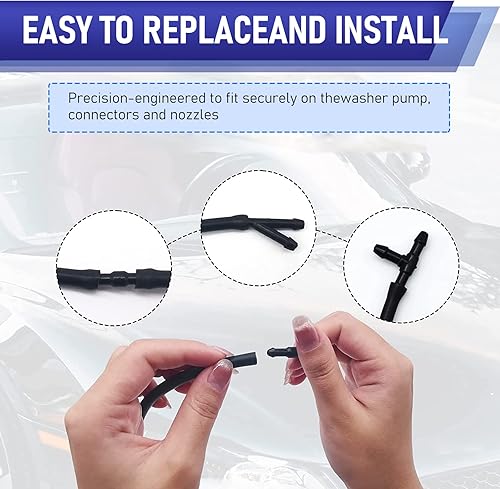 Miniatura 3 de NGHEY Windshield Washer Hose Kit, 4 Meters Windshield Rubber Hose with 12 PCS Hose Connectors, Connect Car Water Pump and Nozzles for Most Car