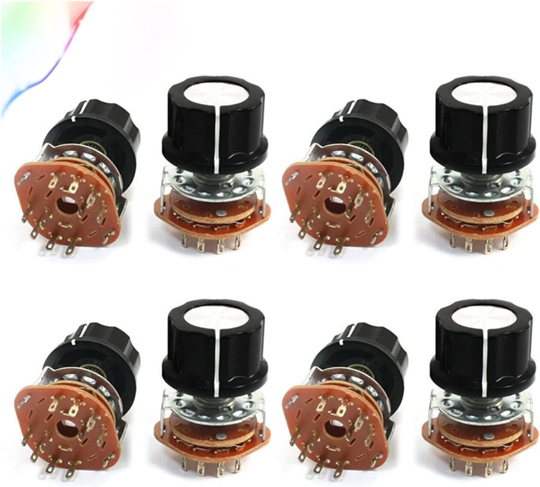 Commutateur rotatif potentiomètre 2P4T 10pin arbre 6mm bouton alimentation 8x