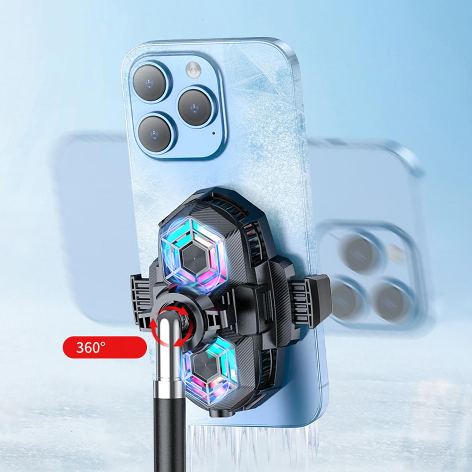 Supporto da tavolo girevole per smartphone da 4,5-7 pollici con morsetto di raffreddamento per smartphone da 4,5 a 7 pollici Supporto regolabile in altezza