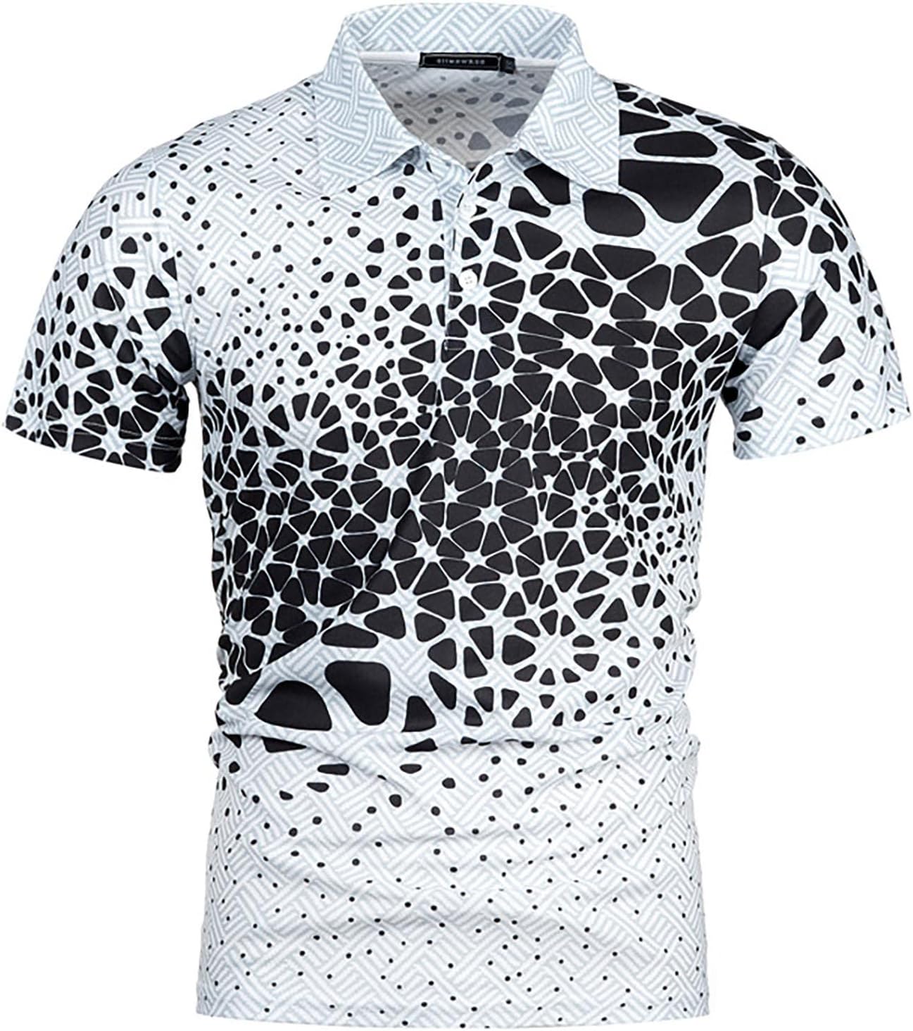 Ymosrh Men's Polo Shirts Short Sleeve Graphic Golf Shirts Casual Button Down T Shirt Business Casual Shirts, M-5XL