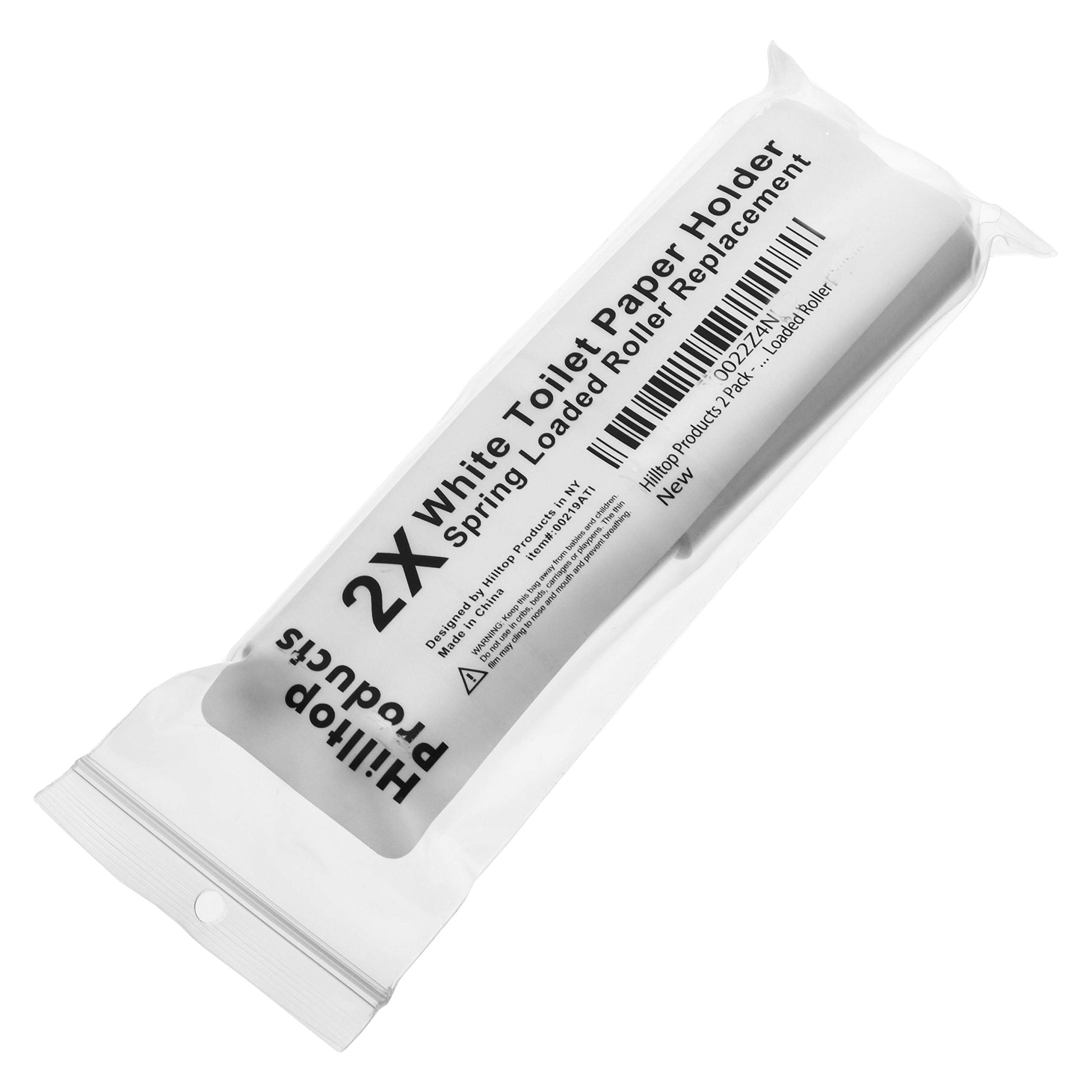 2 Pack - White Toilet Paper Holder Spring Loaded Roller Replacement Rod - Image 3