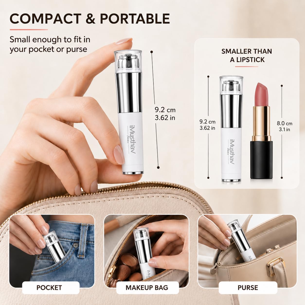Facial Hair Removal for Women, Electric Face Shaver with AAA Battery
