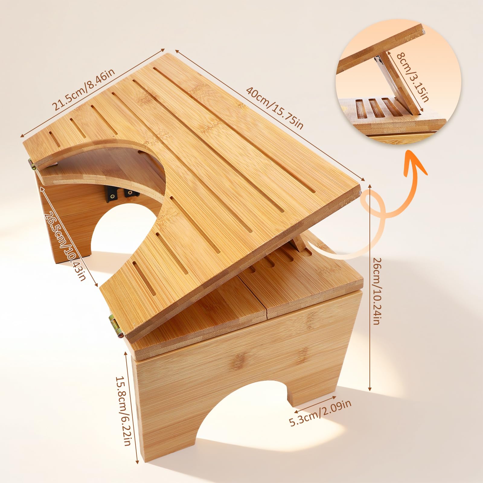 Sgabello WC in Bambù,Portatile Sgabello Pieghevole per Adulti,Antiscivolo Sgabello da Bagno con 4 Livelli,Ergonomico a Forma di C per Combattere la Stitichezza,Flatulenza e Facilitare l'evacuazione