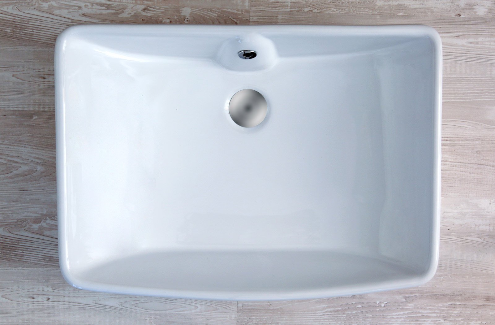 Lavabo Da Appoggio In Ceramica - 52x52cm, Bianco, Rotondo, Design Moderno, Senza Rubinetteria - Foto 4