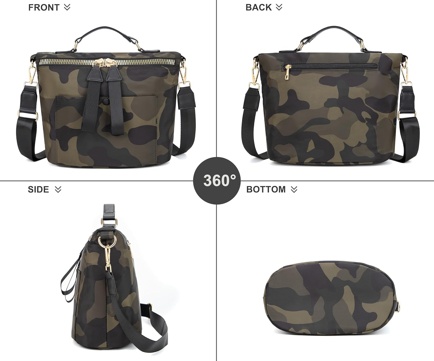 Nylon Crossbody Bag for Women Large Work Tote Bag Lightweight Waterproof Ladies Handbag with Strap - Image 2