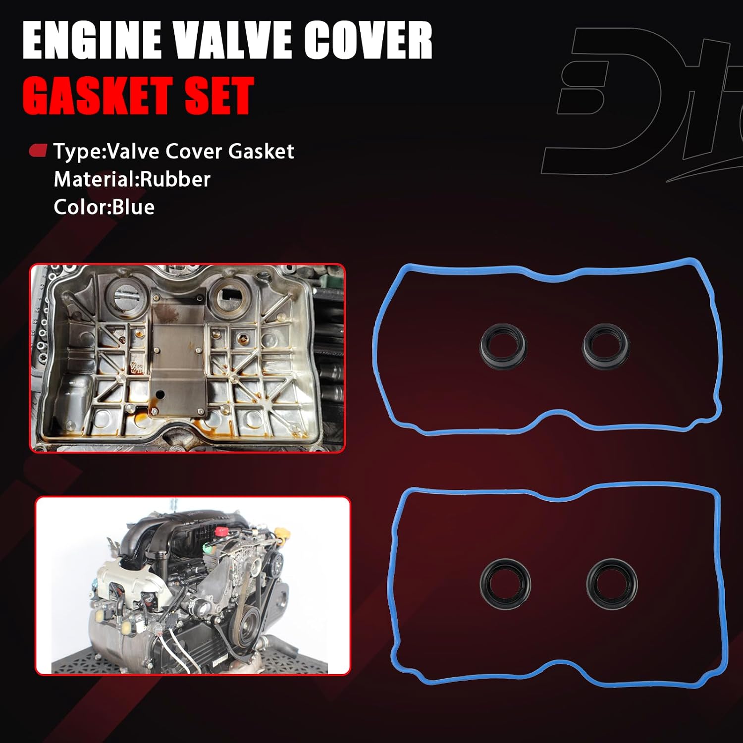 Engine Valve Cover Gasket Set Compatible with Subaru Saab Vehicle 2006 Baja, 2006-2010 Forester, 2006-2011 Impreza, 2006-2012 Legacy & Outback, 9-2X 2.5L Replace# VS50780R, VS 50780 R