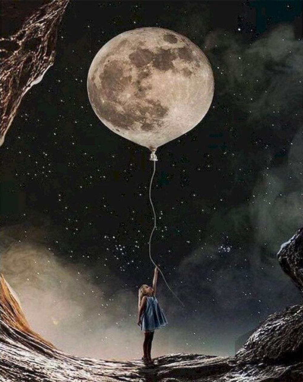 Peinture par numéros paysage de lune toile de peinture acrylique adulte DIY 40x50
