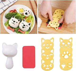 Bento Accessories Sushi Mold Rice Ball Mold Cartoon Cat Pattern Sushi Bento Nori Kitchen Rice Decor Kits Sandwich DIY Kitchen Tools for Baby Kids Meal