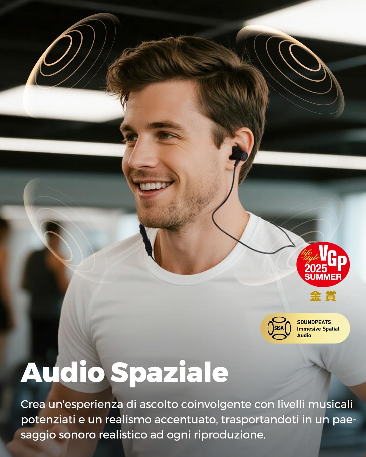 SoundPEATS Q40HD Auricolari Bluetooth 5.4 Sportive da Collo, Hi-Res Audio LDAC, 20 Ore Autonomia, IP67 Impermeabili, App Controllo, Doppia Connessione, EQ Dinamico, Trova Cuffie