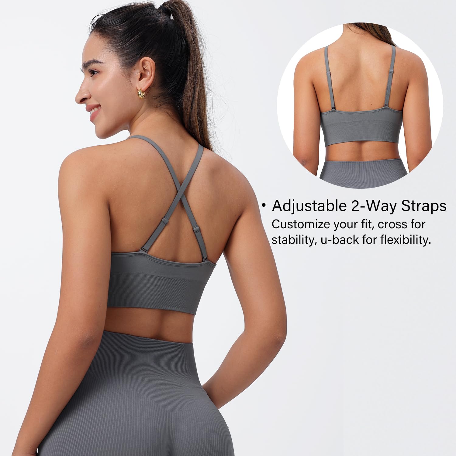 Evercute Reggiseni Sportivi da Donna Regolabili con Scollo a V Profondo Reggiseni Senza Fili Cinghia di Spaghetti Incrociati Imbottiti a Basso Supporto Reggiseni Sexy