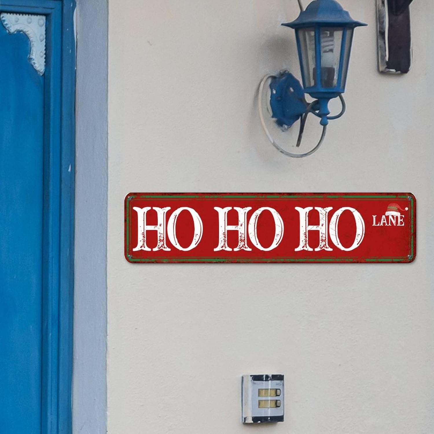 Personalized HO HO HO Street Sign Merry Christmas Signs Christmas Decorations Aluminum Metal Sign Vintage Indoor & Outdoor Decor for Home Man Cave Gate Garden Bars Cafes 24x6in