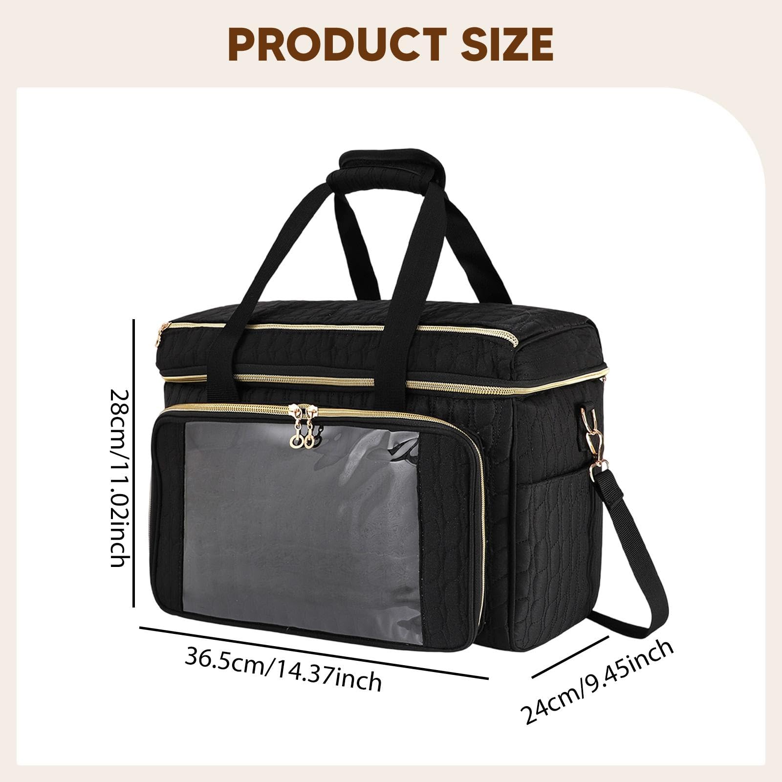 Bolsa de Tejer, Soporte para Guardar Hilo, Elegante Bolsa de Costura, Accesorios, Asa Portátil para Mesa de Parque, Negro, Individual