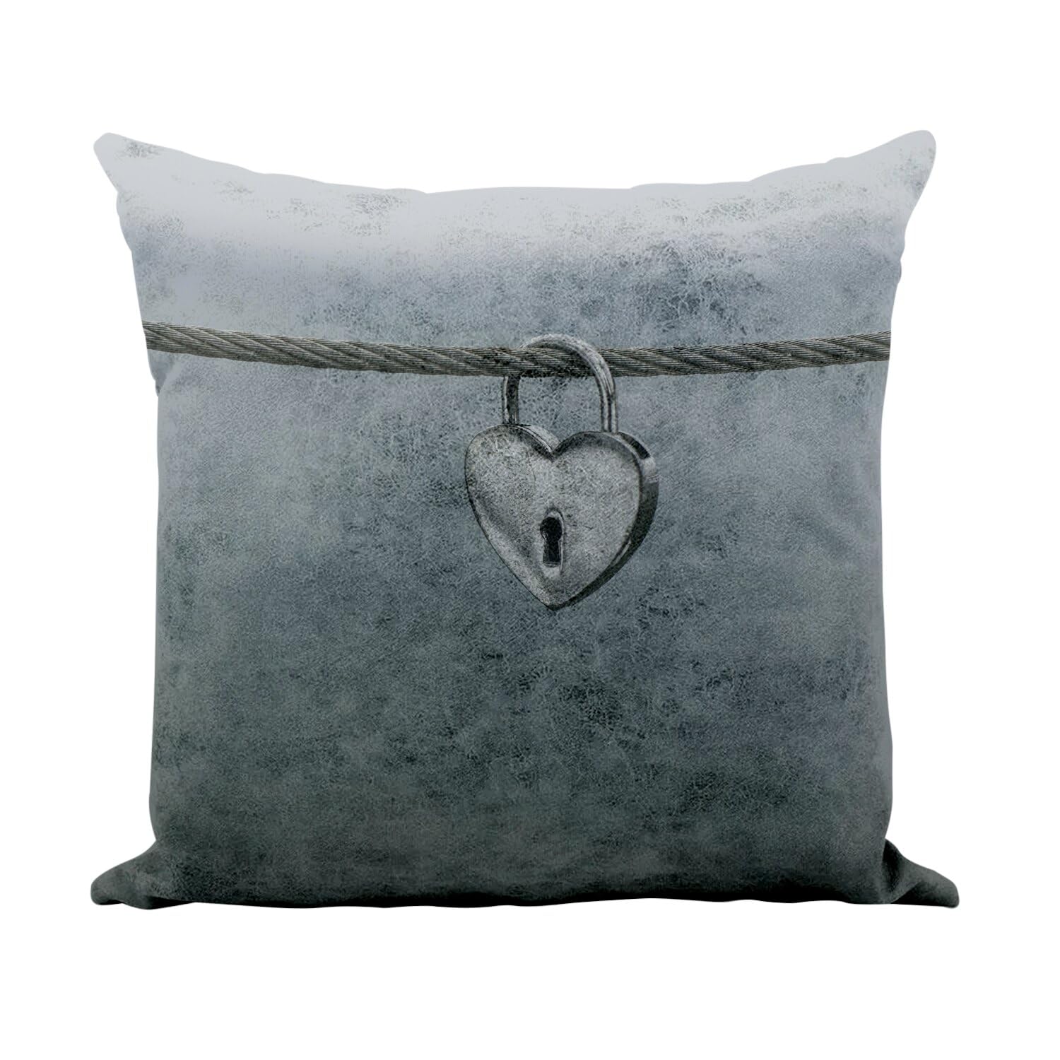 Coussin similicuir blanc 40x40 cm déhoussable avec motif cadenas coeur