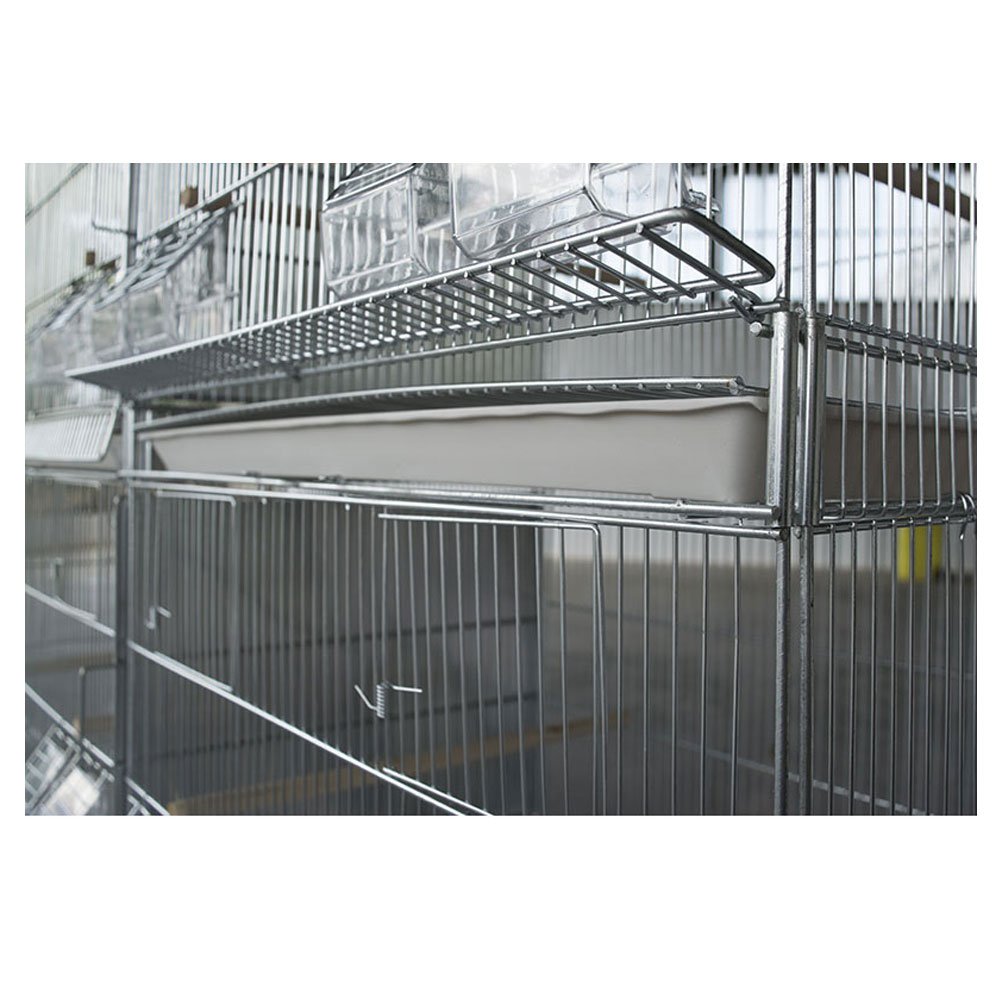 Pet's Solution - Batteria Gabbie da Cova Silver con Carrello e Accessori, per Allevamento, Riproduzione ed Esposizione Uccelli - 2 Moduli con 6 Gabbie di 60x42x43h cm