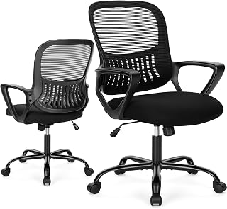 Sweetcrispy Home Office Chair, Mesh Office Chair, Lumbar Support, Black