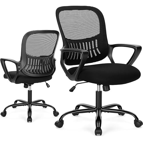 Sweetcrispy Home Office Chair, Mesh Office Chair, Lumbar Support, Black