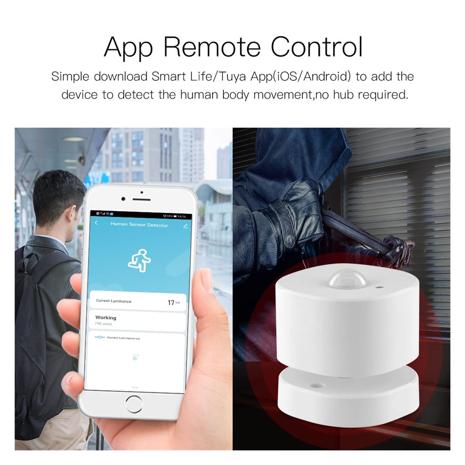 Interrupteur tactile, Capteur de mouvement Détecteur de capteur humain Vie intelligente Tuya App Control Liaison intelligente Système d'alarme domestique intelligent