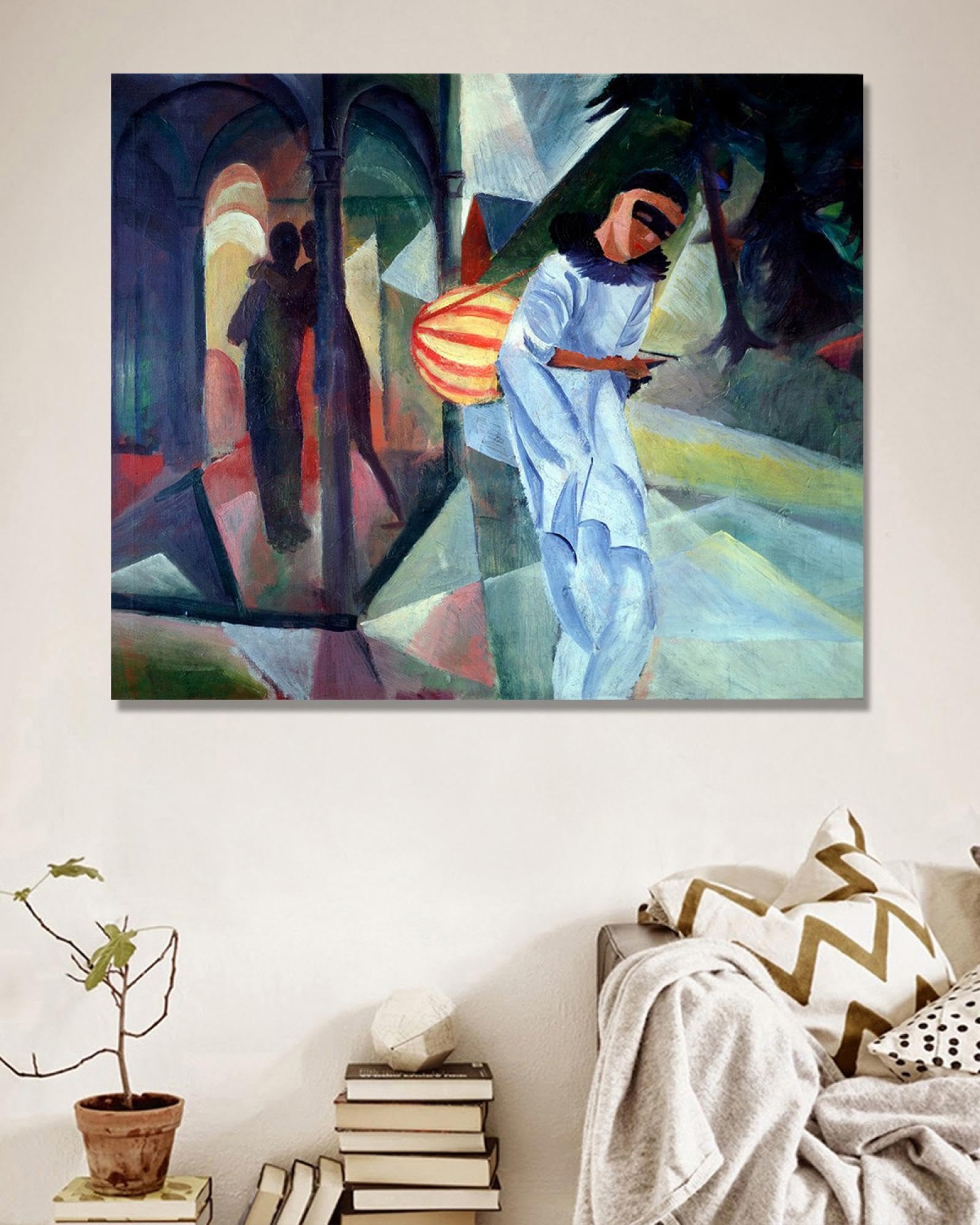 NHLDZYH August Macke Prints, (bez tytułu 3), reprodukcje słynnych obrazów, abstrakcyjny obraz artystyczny do salonu sypialni wystrój domu. 30 x 36 cm - tylko płótno