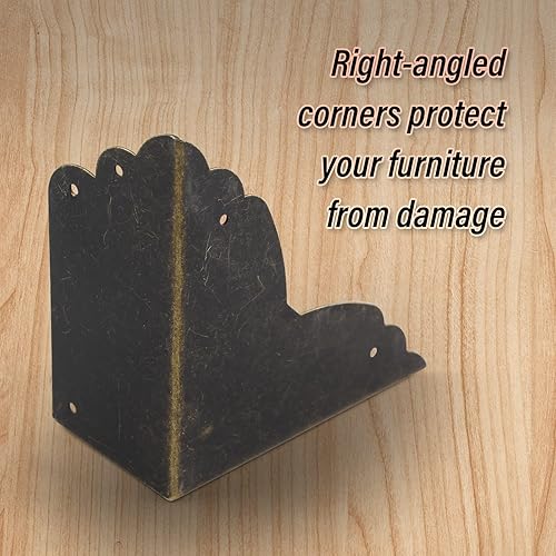 Miniatura 4 de BokWin 4 protectores de esquina de metal para muebles, 2.76 x 2.76 x 1.18 pulgadas, cubiertas de esquina de seguridad de bronce antiguo, protector