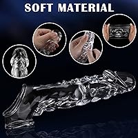 Vista 5 de Funda reutilizable para pene con anillo vibrador, manga transparente de 9.1 cm para pene, extensor de anillo de pene, agrandador ultra suave