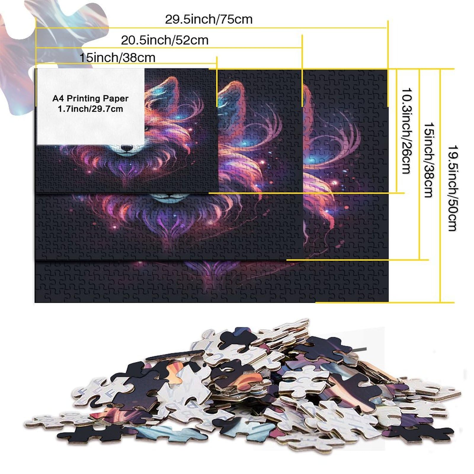 Fox Jigsaw Puzzle Puzzle 1000 sztuk do dekoracji domu gra edukacyjna dla domu i dorosłych 1000 sztuk puzzle wyzwanie zabawka 1000 sztuk 1000 sztuk (75 x 50 cm)
