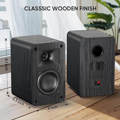 Miniatura 5 de Saiyin Altavoces pasivos para estantería estéreo de escritorio o sonido envolvente de cine en casa, woofer de 3.5 pulgadas con tweeter de bocina,