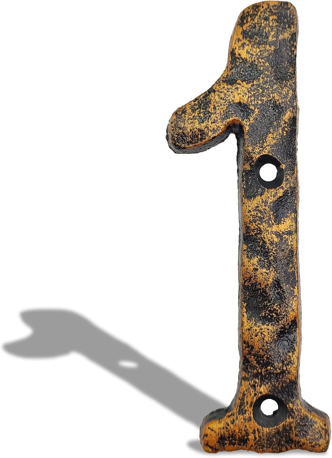 BetLight 5.5 Inch House Address Numbers- Solid Cast Iron Metal Door Gate Number- Unique Hammer Appearance with Individual Irregular Handcraft Antique Brass Finish-Number 1
