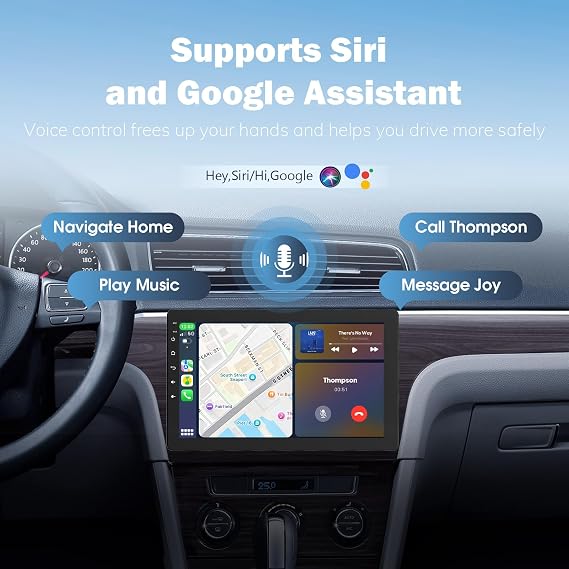 Haudio 10.1 Single Din Car Radio with Rotatable Touchscreen, Wireless CarPlay, Android Auto, Touch Screen Radio, GPS Navigation, Bluetooth, Hi-Fi Sound, Voice Control, Backup Camera