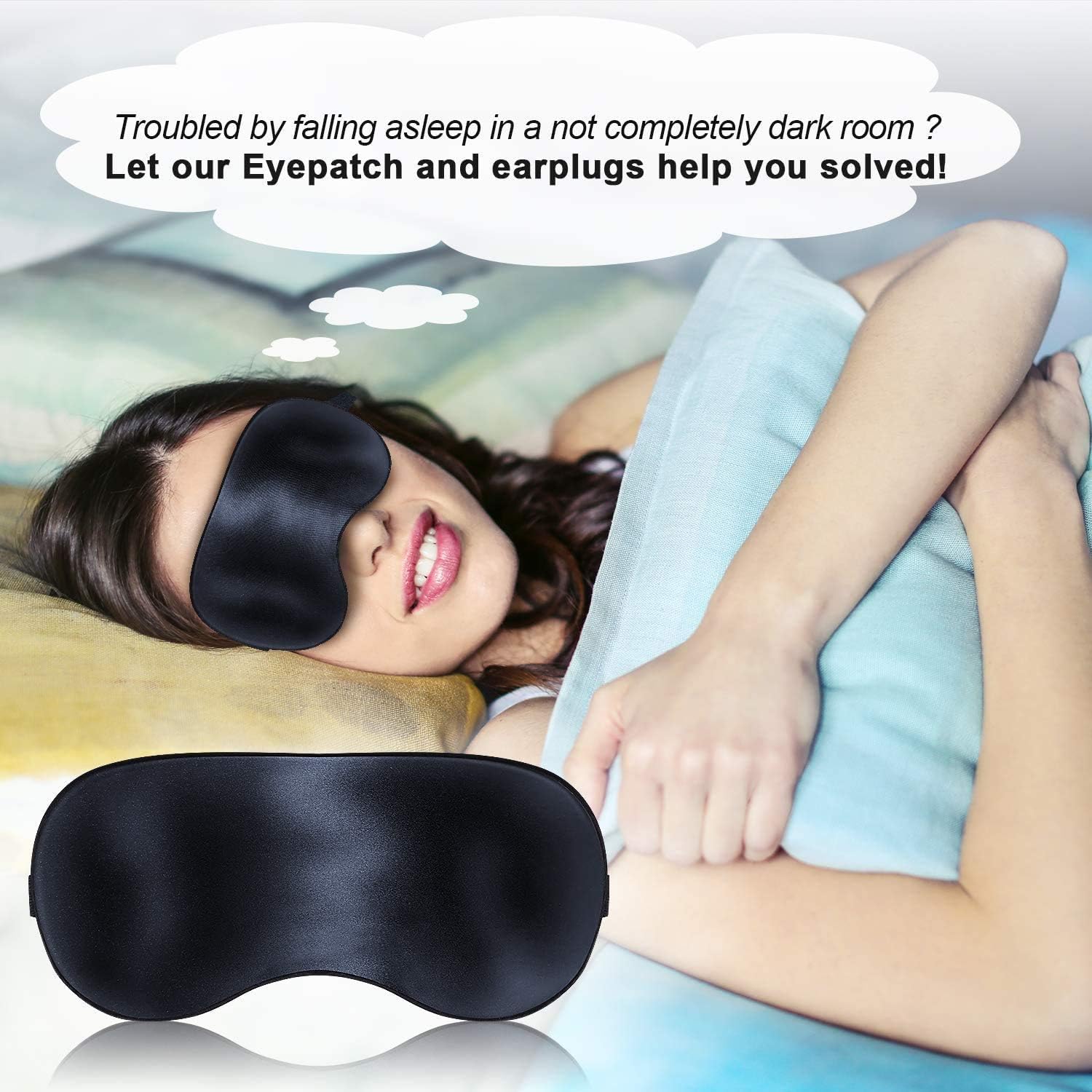 Eye Mask for Sleeping - 2 Pack Sleep Mask Ultra Soft and Smooth Sleeping Mask with Adjustable Strap and Ear Plug Eye Shade Cover Sleep Eye Mask Men Women