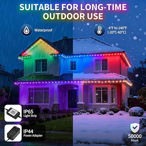 Miniatura 7 de Luces permanentes para exteriores, luces de Navidad RGB de 100 pies con 50 LED, control de aplicación/remoto, 33 modos de escena, 216 modos de