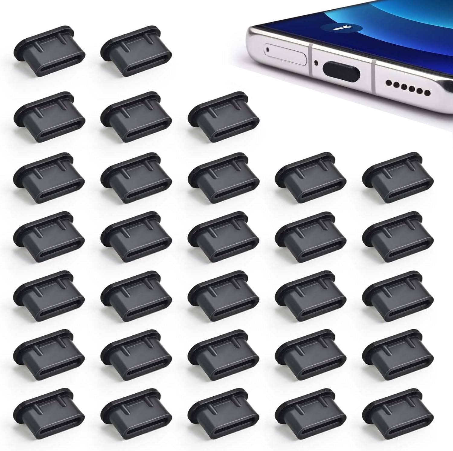 – 30Pcs USB C Dust Plug, USB C Port Cover, USB C Cover, iPhone Dust Plug, USB C Protector, USB C Dust Cover, Dust Plug Set for All Type-C Tablets and Smartphones