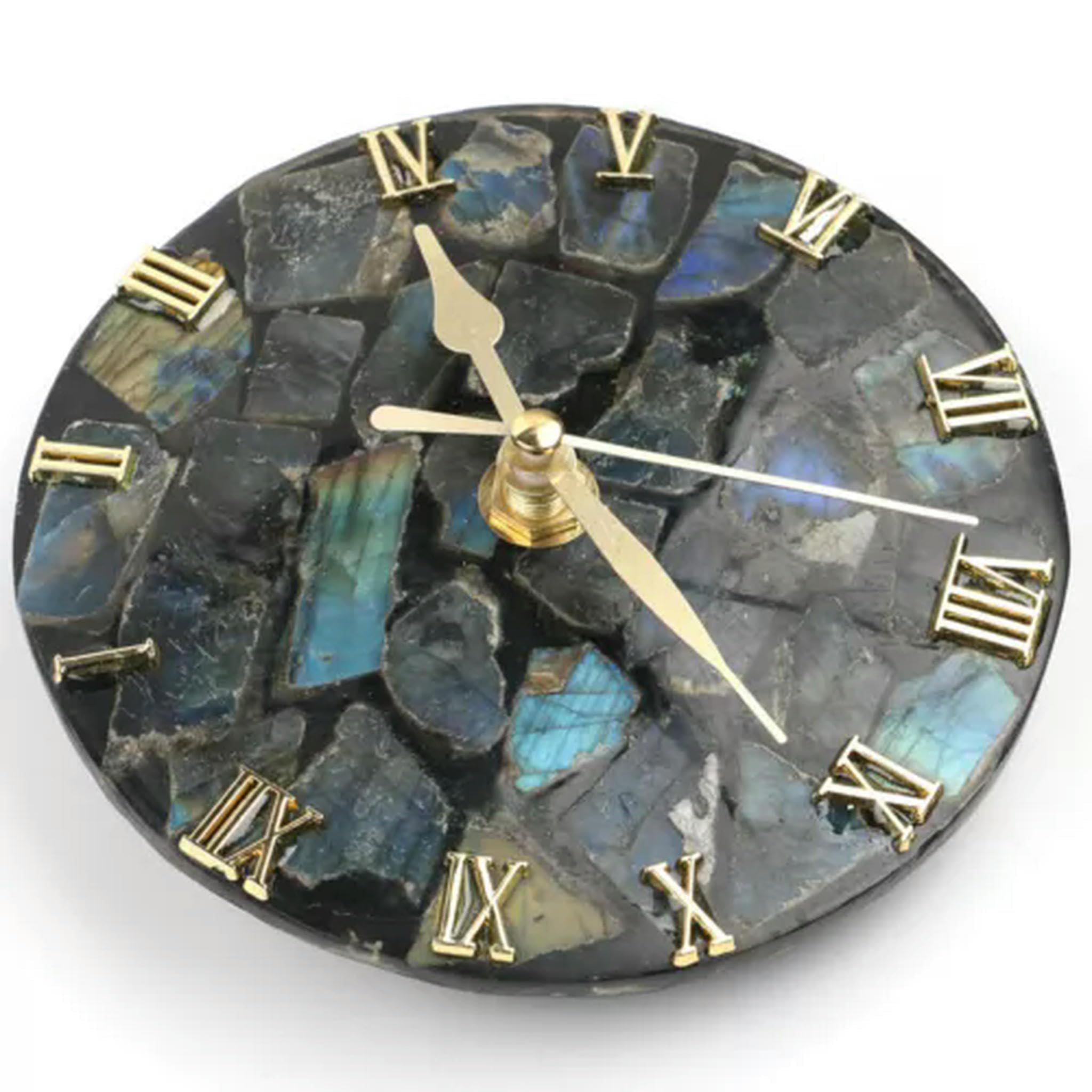 Disque d'horloge en Tranche d'agate Naturelle Ammonite Conque Labradorite sculptée - Tranche d'agate (Φ 8cm-10cm) Aléatoire ...