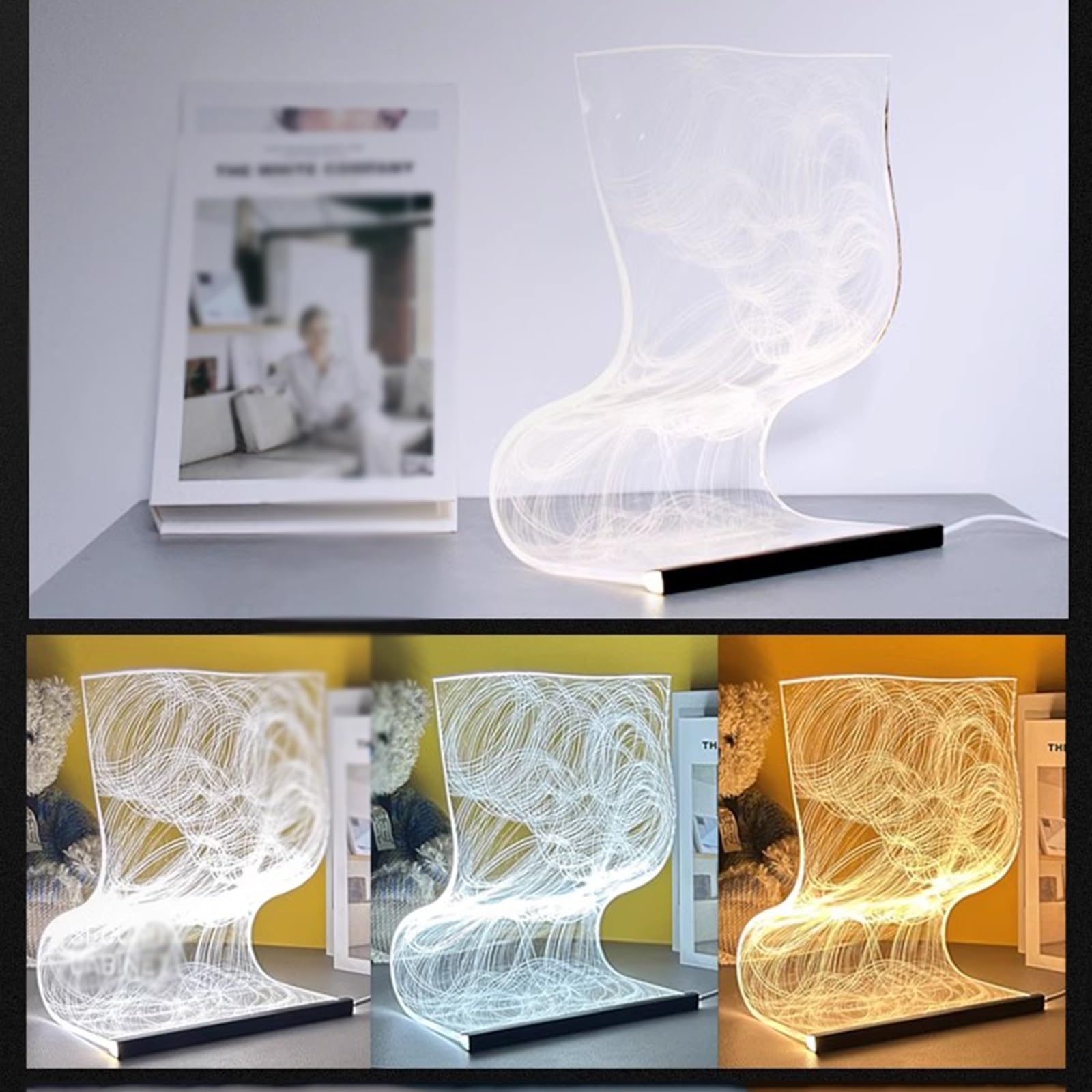 Lámpara de mesa de noche Lámpara de mesita de noche for dormitorio lámpara de noche regulable forma Irregular Material acrílico modelado creativo lámpara de noche de gama alta Lámparas de noche