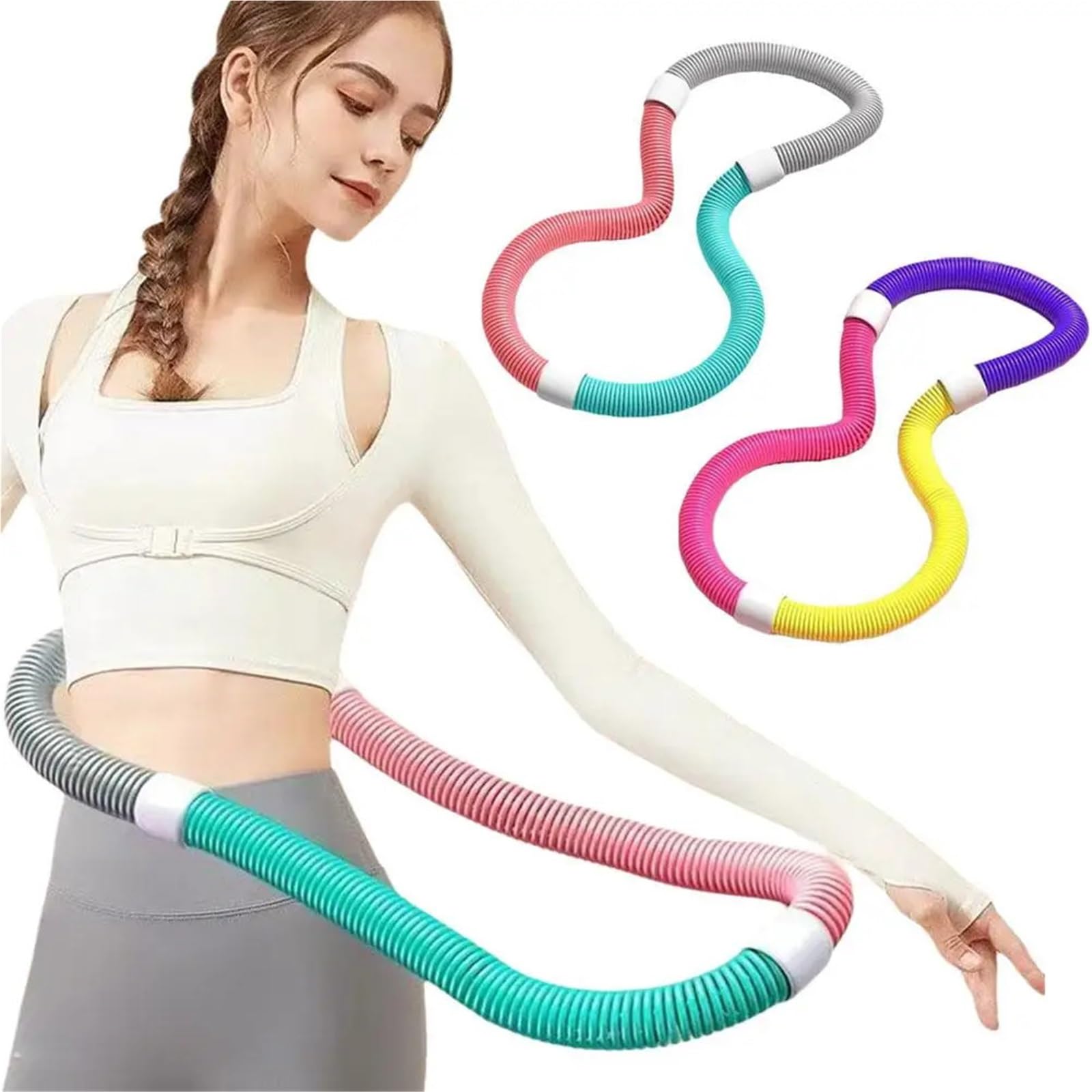 Pieghevole Hula Hoop Telaio in acciaio a molla ponderato Segmenti pieghevoli Protezione Vita Tonificante Palestra domestica Fitness Bodybuilding unisex per la perdita di peso