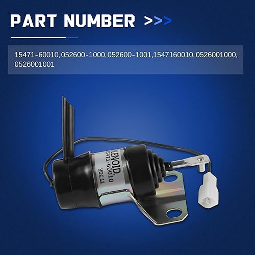 Miniatura 2 de Solenoide de apagado de combustible 12V 15471-60010 052600-1001 052600-1000 para Kubota B1250 B1750 L2250 L2650 L3010 L35 M4030 M49000 M 490 0DT-CAB