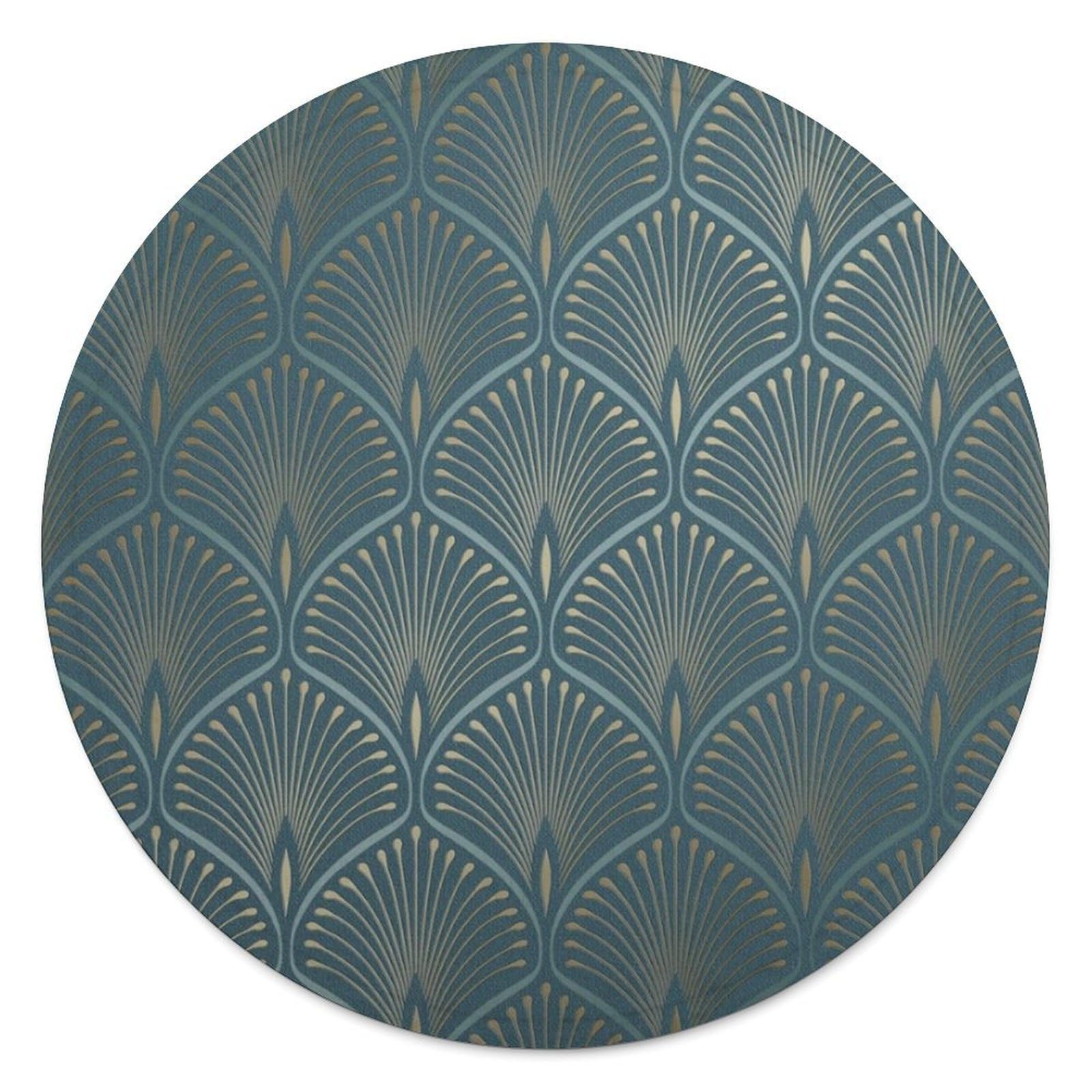 Couverture ronde flanelle imprimée bleu sarcelle 140 cm multifonction