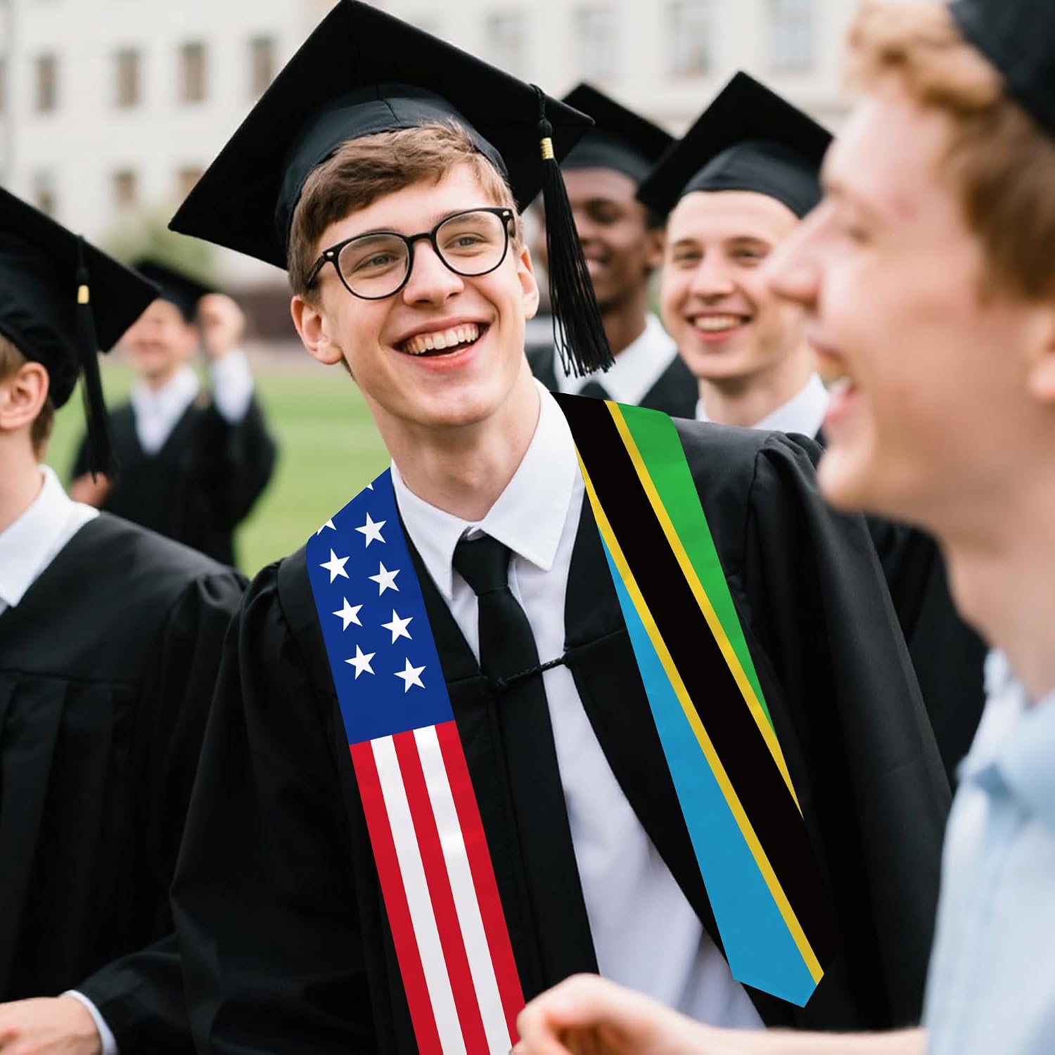 Tanzania Flag Graduation Stole 72 x 5 Inches Decorative Ceremonial Accessory Sash for International Student (Baccalaureate Gown and Hat Not Included) (Tanzania)