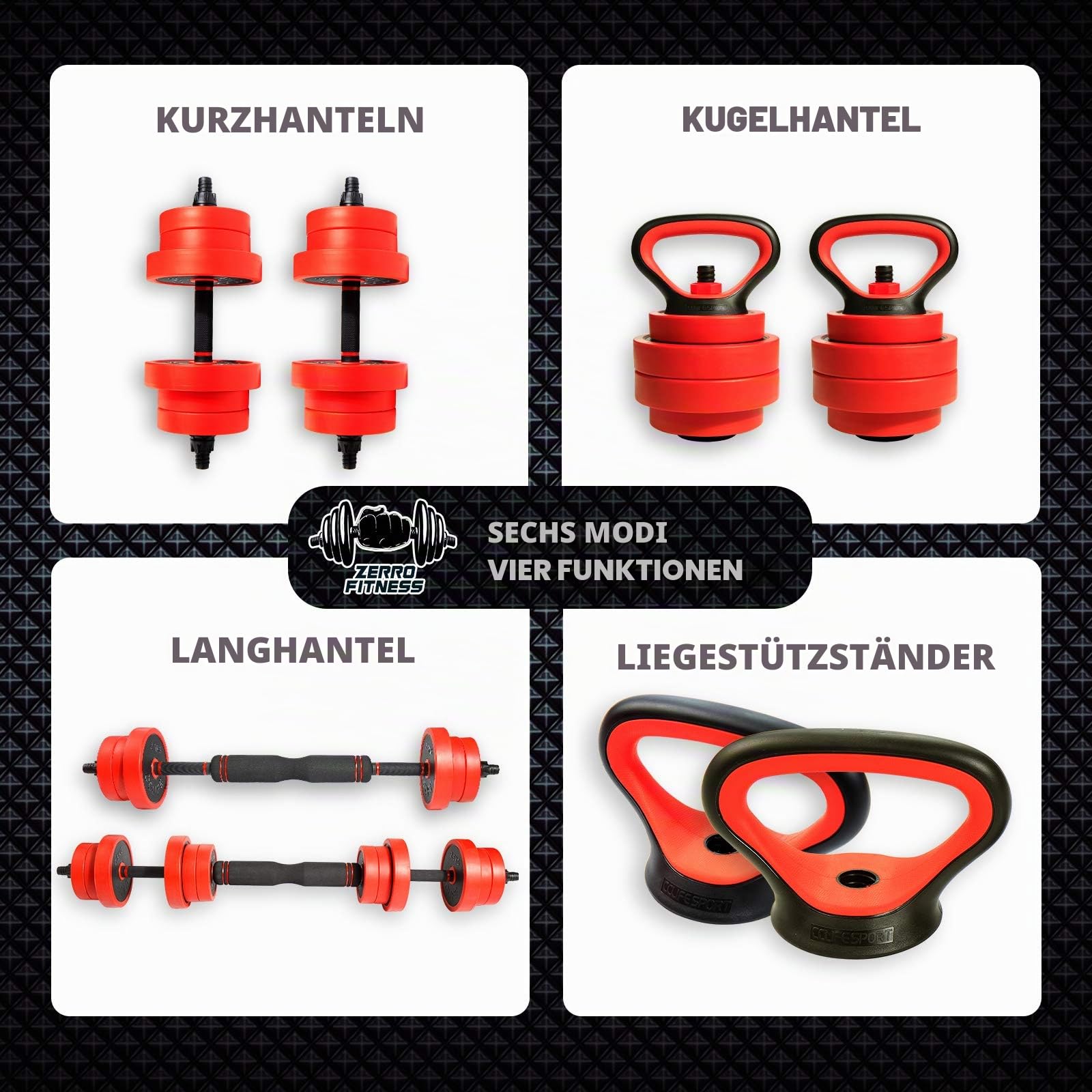 CCLIFE Verstellbare Hanteln Fitnessstudio 2 Sets Profi Gewichte Set 20/25/30/40kg mit Kurzhanteln und Langstange verbunden mit Stahlrohr