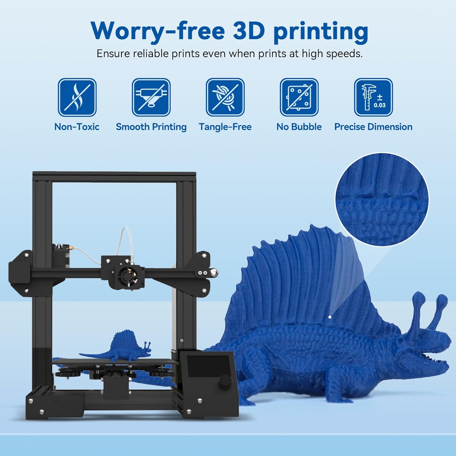 High Speed Printer Filament 1.75mm 1kg*4 Cardboard Spool Rapid PLA to 5X Faster Printing Filament PLA Dimensional Accuracy +/- 0.02 mm Fits for Most FDM 3D Printer -Black, White, Blue, Red - Image 3