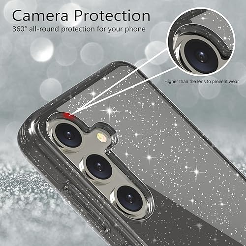 Miniatura 88 de Funda con purpurina diseñada para iPhone 15 Pro Max, con [2 unidades] protector de pantalla y [paquete de 3] protector de lente de cámara brillante