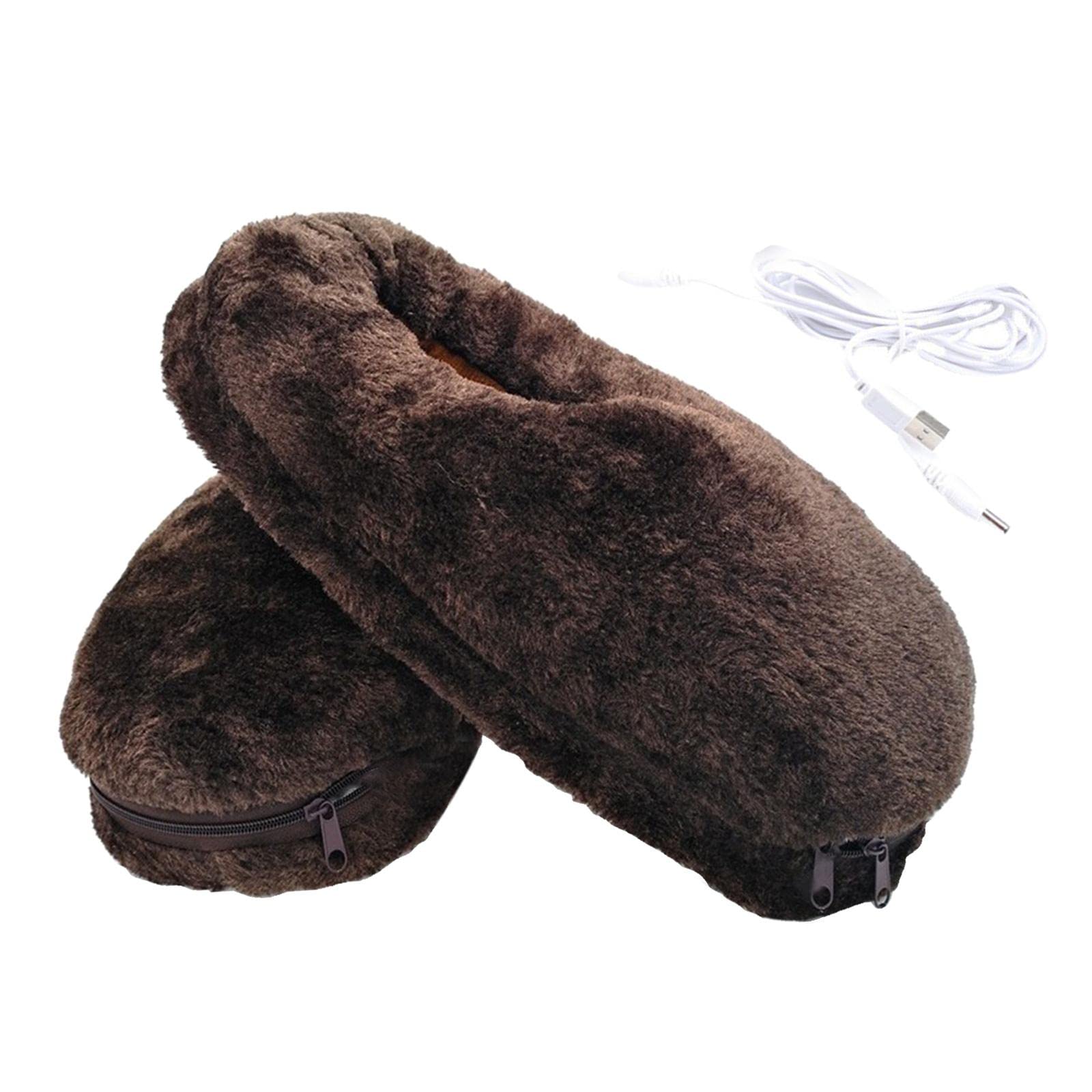 SNAPPSY® Winter USB Warmer Foot Shoe Plush Warm Electric Slipper Feet Heated Washable Coffee-image-16