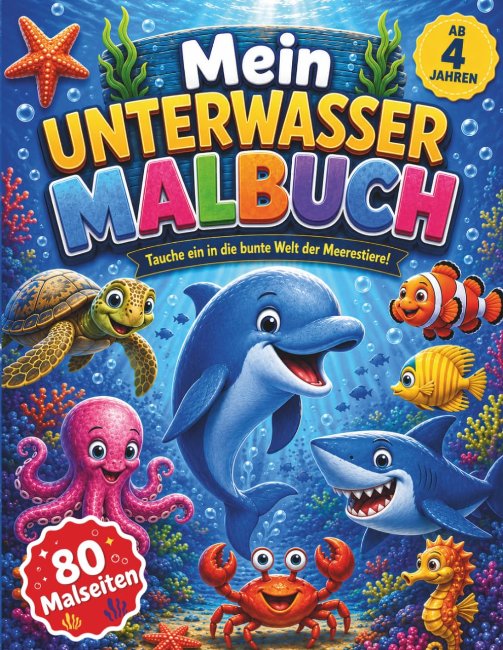 Mein Unterwasser Malbuch: Tauche ein in die bunte Welt der Meerestiere!
