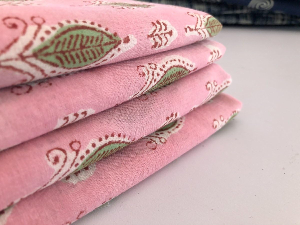 HANDICRAFTOFPINKCITY Flower Print Hand Block Print Fabric Dressmaking Cotton Voile Fabric Material Indian 5 yard Running fabric