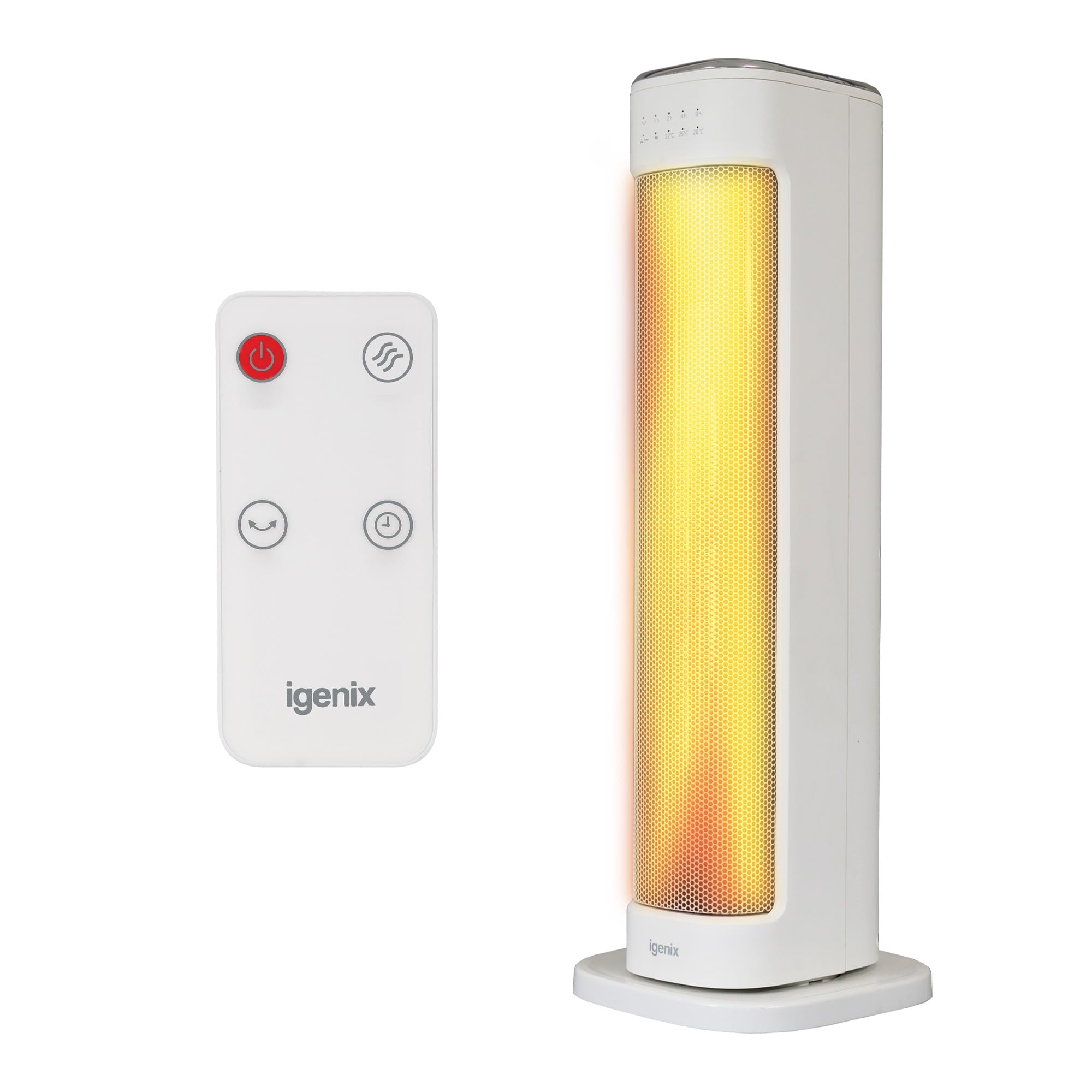 Igenix Oscillating Tower Heater with Remote Control, 2000W, White
