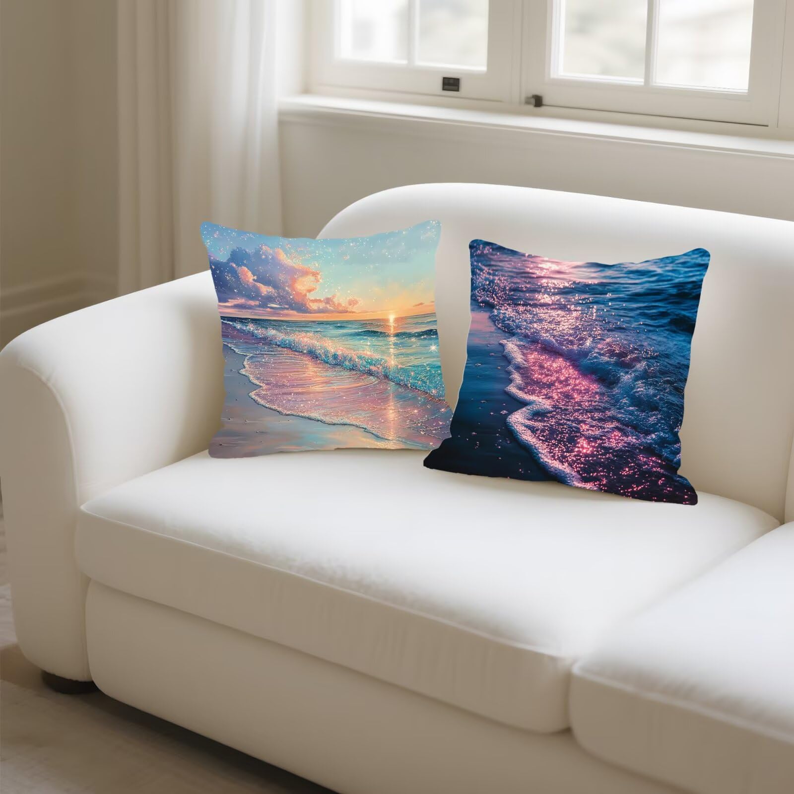 Federe Cuscini Divano 40x40cm, Federa Cuscino Tramonto Oceano Quadrati Copricuscini Super Morbido Copri Cuscini Per Divano, Cuscino Decorativo da Esterno Giardini, Per Soggiorno Camera Divani P-373