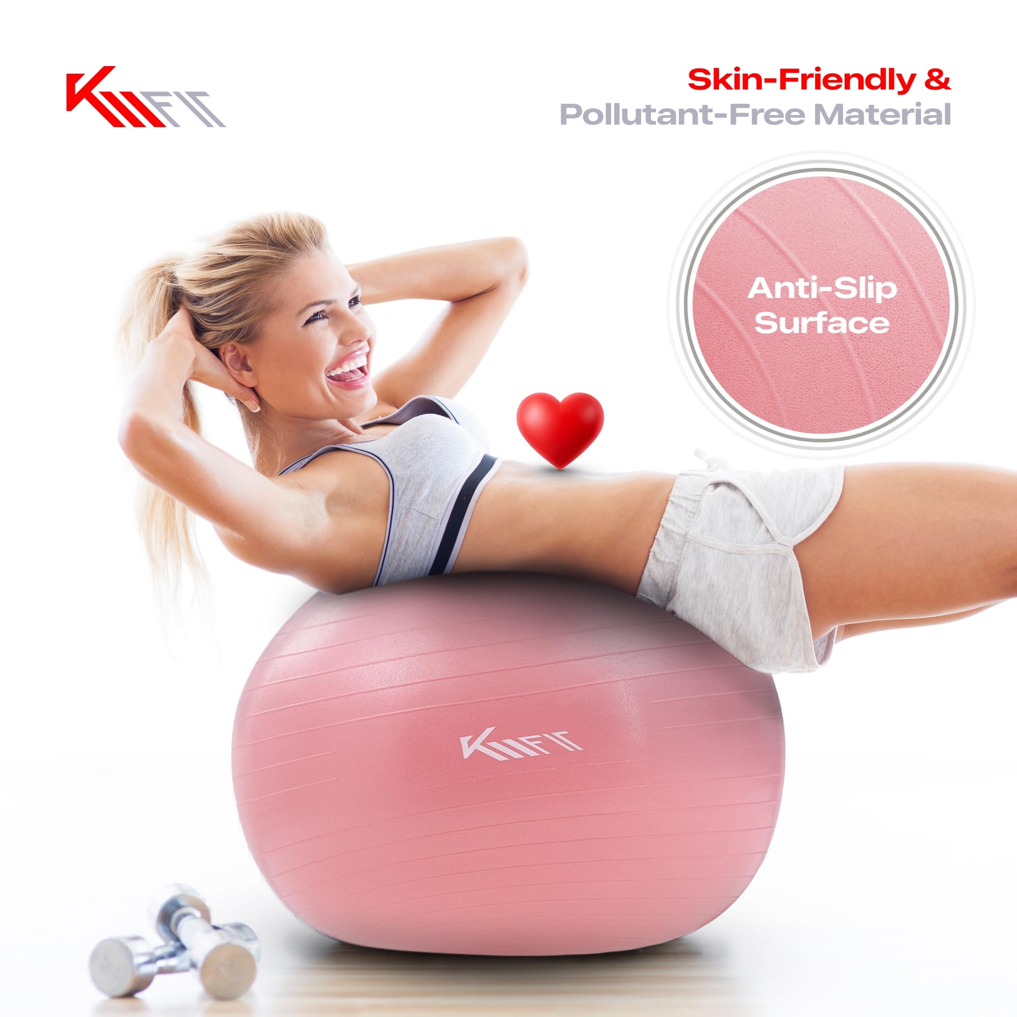 Palla Da Ginnastica Tornoe 65 Cm Per Yoga E Massaggio - Con Pompa - Colore Rosa - Foto 4